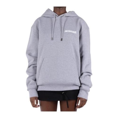 Klassieke hoodie met geribbelde afwerking en logoprint Jacquemus , Gra...