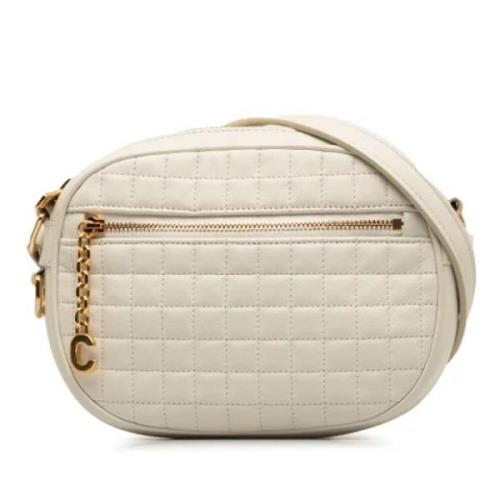 Pre-owned Leather crossbody-bags Celine Vintage , White , Dames