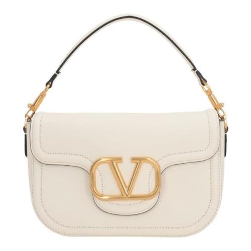 Witte Gehamerd Leren Schoudertas Valentino Garavani , White , Dames