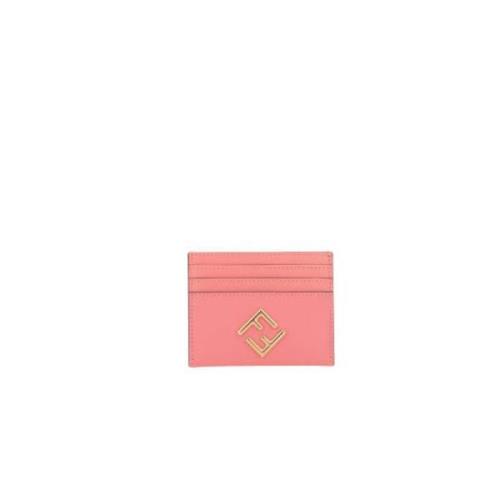 Roze Leren Creditcardhouder Fendi , Pink , Dames