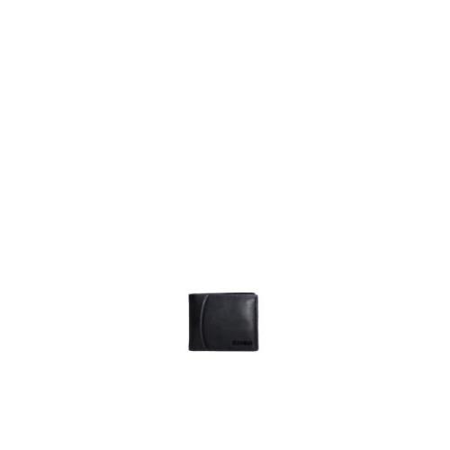 Zwarte Leren Portemonnee met Clipsluiting Calvin Klein , Black , Heren