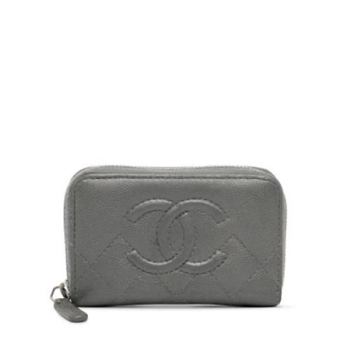 Pre-owned Leather wallets Chanel Vintage , Gray , Dames