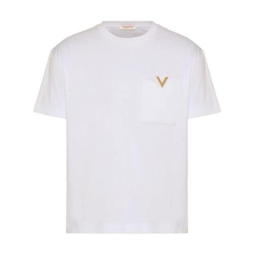 Goudkleurig Logo Katoenen T-shirts en Polos Valentino Garavani , White...