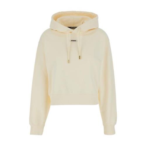 Beige Hoodie met Logo Patch Jacquemus , Beige , Dames