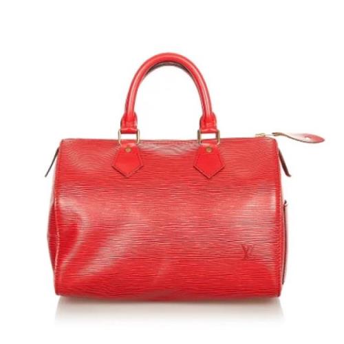 Pre-owned Leather travel-bags Louis Vuitton Vintage , Red , Dames