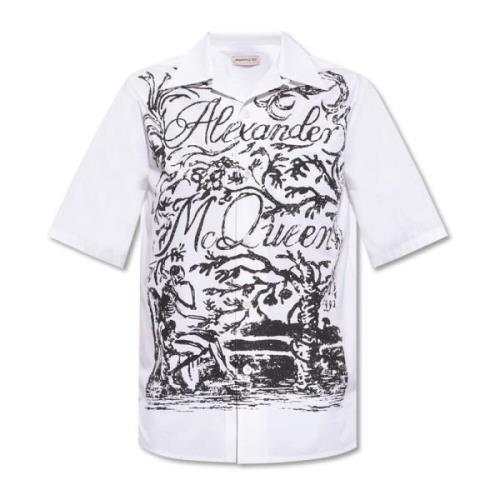 Witte Katoenen Logo Print Shirt Alexander McQueen , Multicolor , Heren