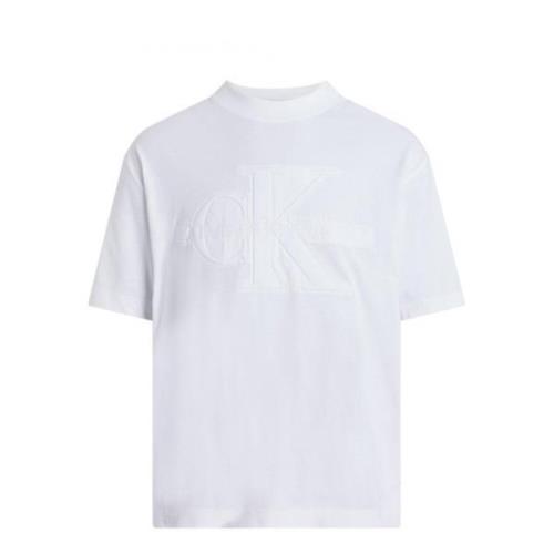 Witte Katoenmix Heren T-shirt Calvin Klein Jeans , White , Heren