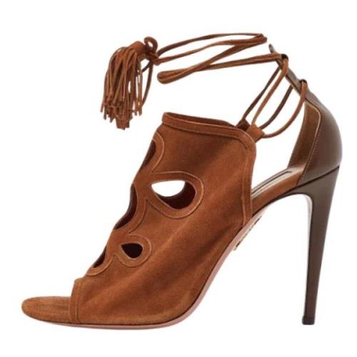 Pre-owned Suede sandals Aquazzura Pre-owned , Brown , Dames