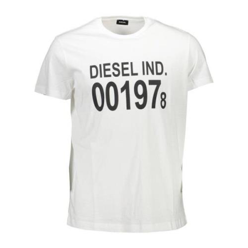 T-shirt met opvallende logoprint Diesel , White , Heren