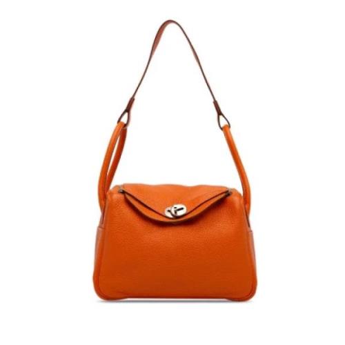 Pre-owned Leather shoulder-bags Hermès Vintage , Orange , Dames