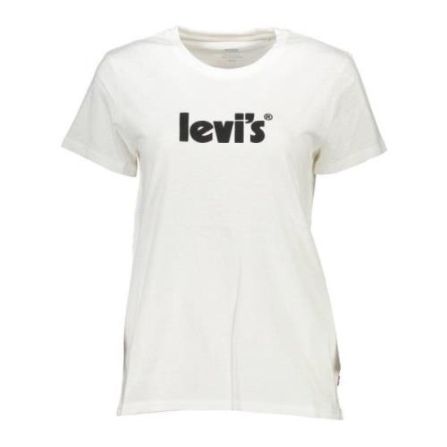 Wit Crew Neck T-shirt met Subtiel Print Levi's , White , Dames