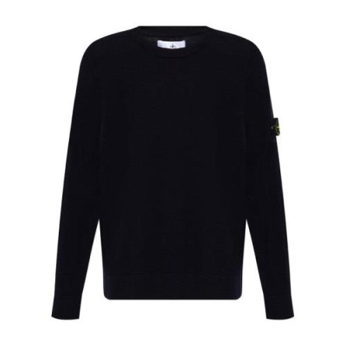 Blauwe Compass Sweater Ronde Hals Stone Island , Blue , Heren