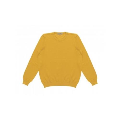 Gele Geribbelde Crew Neck Trui La Fileria , Yellow , Heren