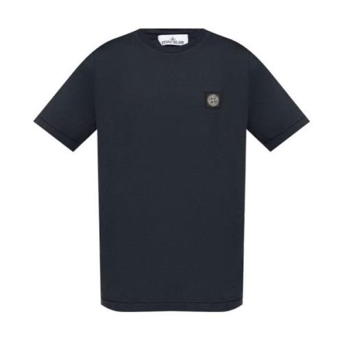 Blauw Jersey Logo Patch Crew Neck Stone Island , Blue , Heren