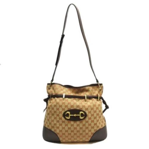 Pre-owned Canvas shoulder-bags Gucci Vintage , Beige , Dames