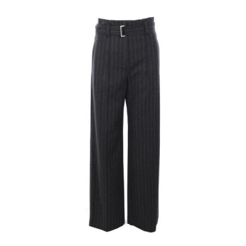 Wijde Pijp Antraciet Wollen Broek Brunello Cucinelli , Gray , Dames