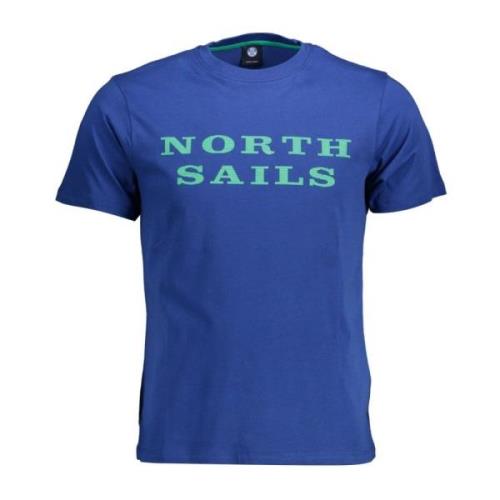 Blauw Print Ronde Hals Tee North Sails , Blue , Heren