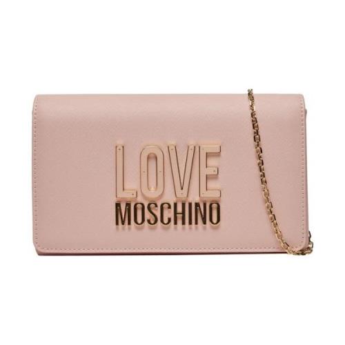 Roze Schoudertas met Gouden Details Love Moschino , Pink , Dames