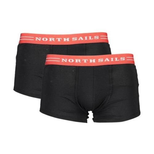Zwarte Katoenen Boxershorts Bi-Pack North Sails , Black , Heren