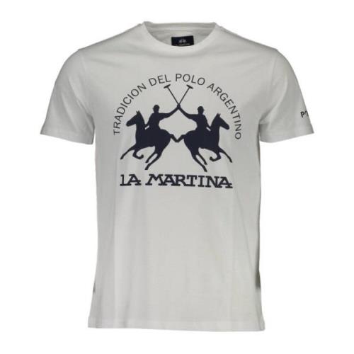 Logo Print Katoenen T-shirt La Martina , White , Heren