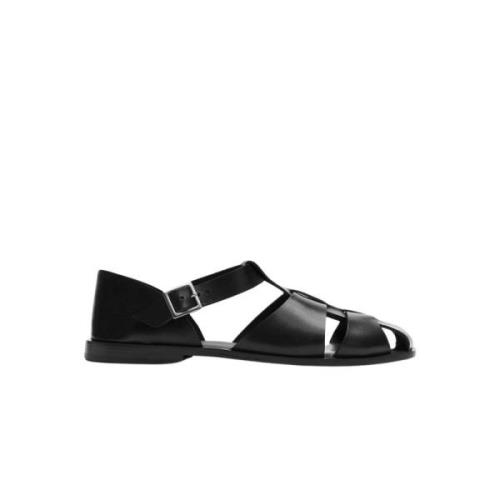 Visserstijl Leren Sandalen Scarosso , Black , Heren