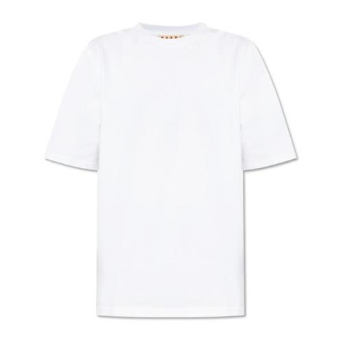T-shirt met logo Marni , White , Heren