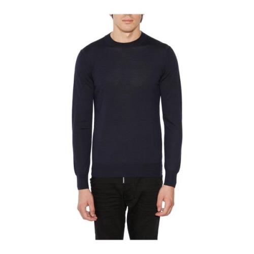 Wollen Crewneck Trui Paolo Pecora , Blue , Heren