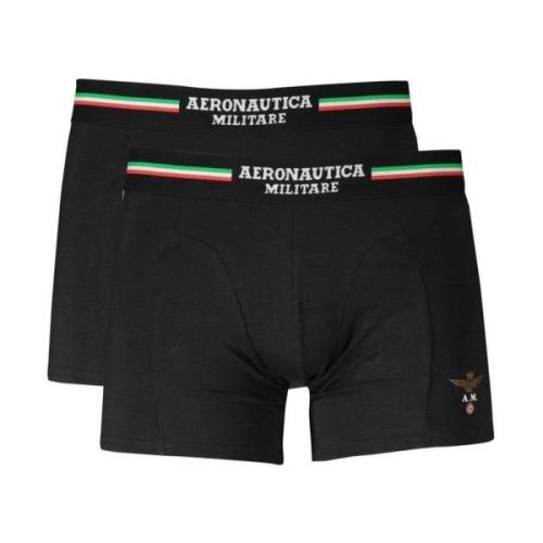 Zwarte katoenen boxershorts met logo Aeronautica Militare , Black , He...