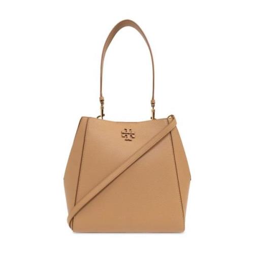 Gestructureerde Leren Schoudertas Beige Tory Burch , Beige , Dames