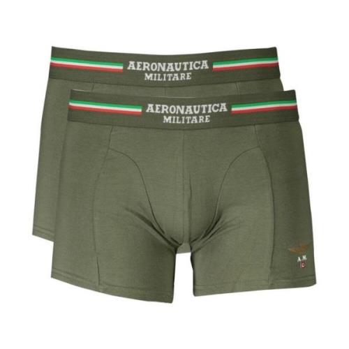 Groene Katoenen Boxershorts met Logo Aeronautica Militare , Green , He...