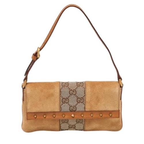 Pre-owned Leather clutches Gucci Vintage , Beige , Dames