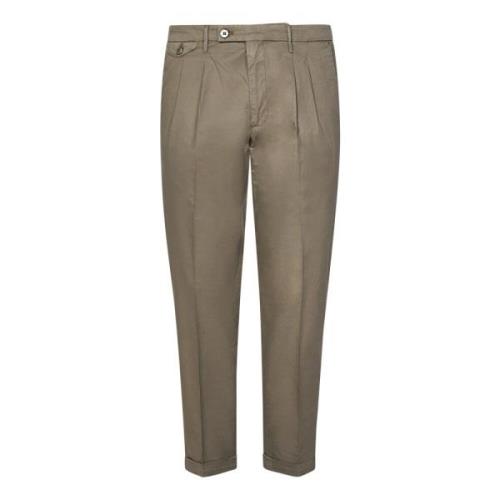 Slim Fit Mud-Colored Cotton Trousers Michael Coal , Beige , Heren