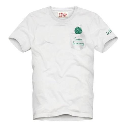Groen Geborduurd Katoenen T-shirt MC2 Saint Barth , White , Heren