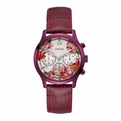 Paarse Dameskwarts Horloge Roestvrij Staal Guess , Purple , Dames