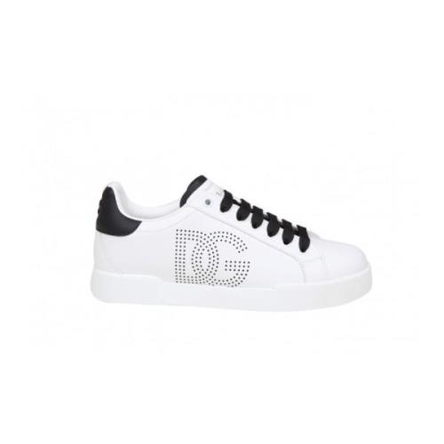 Portofino Line Leren Sneakers Zwart/Wit Dolce & Gabbana , White , Dame...