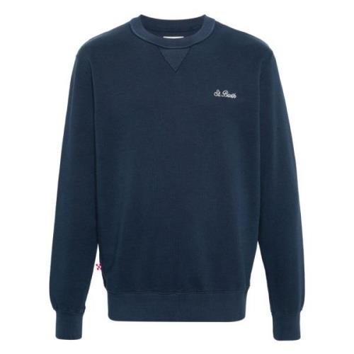 Geborduurde Ronde-Hals Sweatshirt MC2 Saint Barth , Blue , Heren