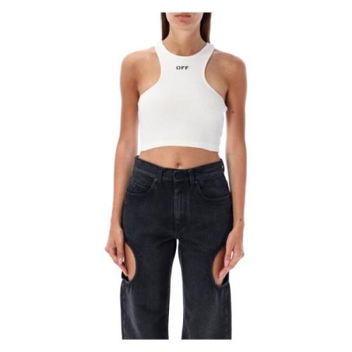 Witte Geribbelde Crop Top Aw24 Off White , White , Dames