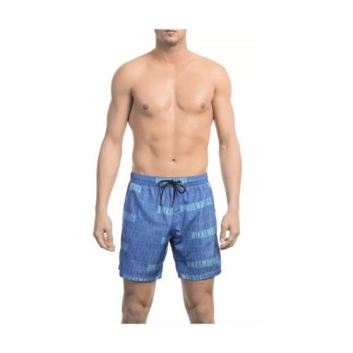 Blauwe Zwemshorts met All-Over-Print Bikkembergs , Multicolor , Heren