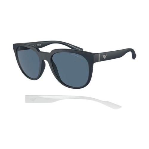 Blauwe Matte Zonnebril met Donkerblauwe Lenzen Emporio Armani , Blue ,...