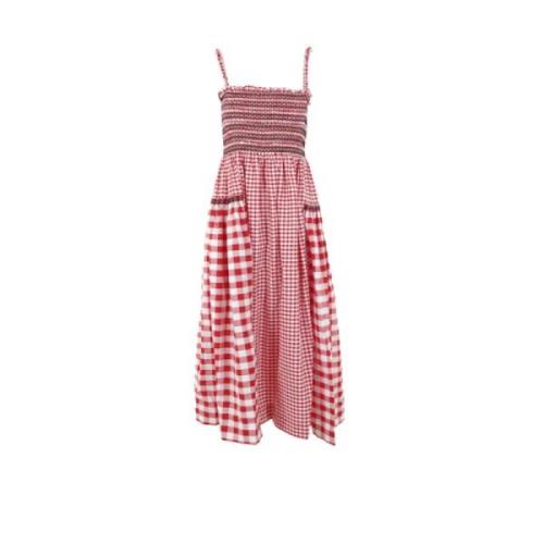 Rode Gingham Midi Jurk Molly Goddard , Multicolor , Dames