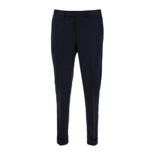 Blauwe Wol Slim Fit Broek PT Torino , Blue , Heren