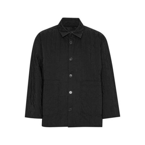 Zwarte Wheel Jacket met Kraag Henrik Vibskov , Black , Heren