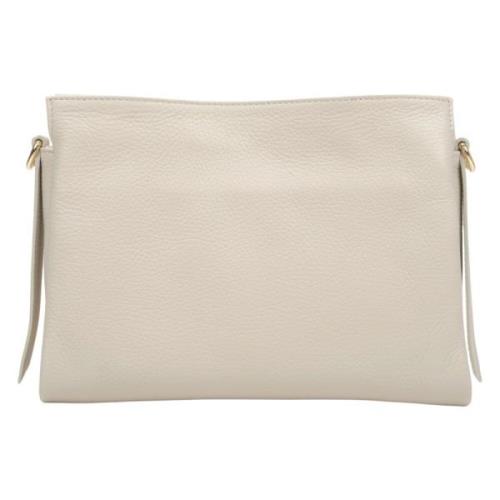 Melkachtig-Beige Leren Crossbody Tas Estro , Beige , Dames