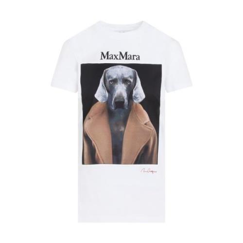 Kameel T-Shirt Hondenprint Max Mara , White , Dames