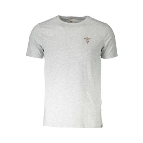 Logo Ronde Hals T-shirt Aeronautica Militare , Gray , Heren