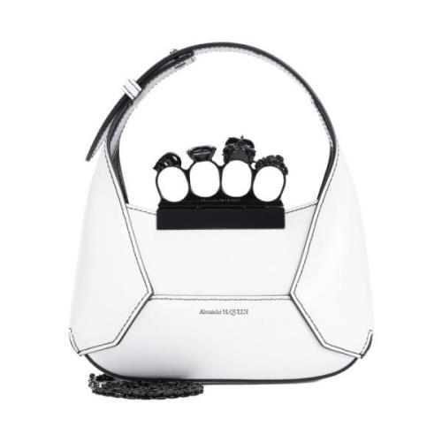 Ivory Jewelled Hobo Mini Tas Alexander McQueen , White , Dames