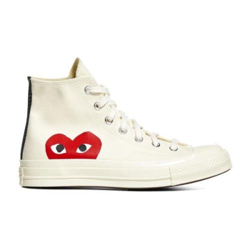 Hoge Sneakers Wit Rood Hart Comme des Garçons Play , White , Dames