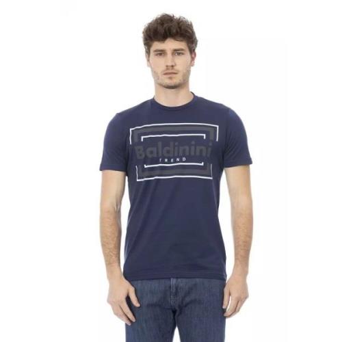 Blauw Katoenen Trendy T-Shirt Baldinini , Blue , Heren