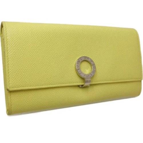 Pre-owned Leather wallets Bvlgari Vintage , Yellow , Dames