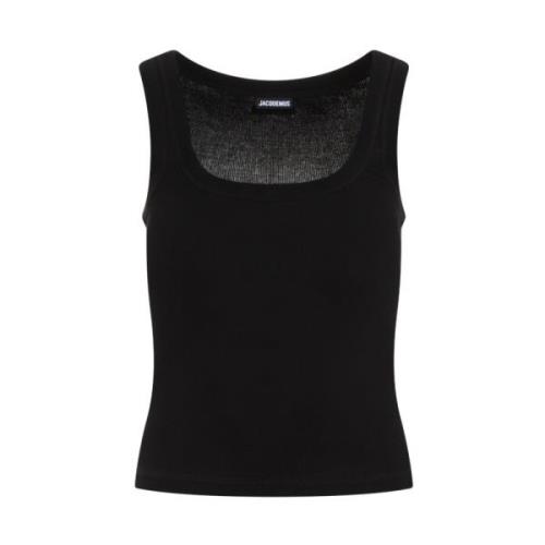 Zwarte Katoenen Aansluitende T-shirt Jacquemus , Black , Dames
